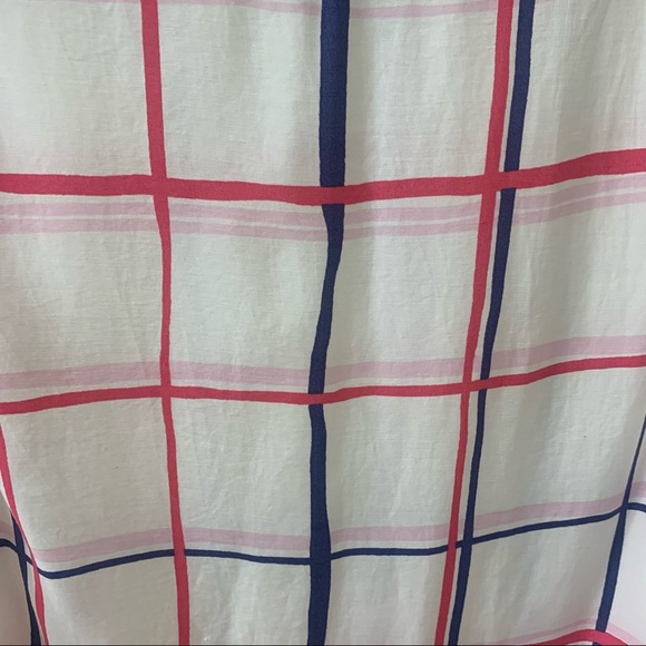 Atmosphere Lightweight Blouse Top Popover Grid Print White Purple Women’s 6 - Picture 8 of 12